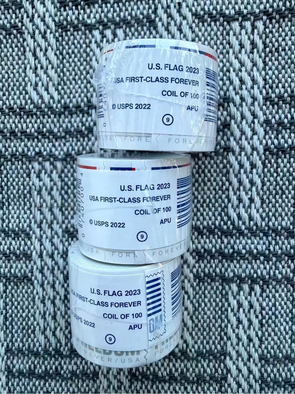 💖U.S. Flag Forever Stamps Coil 3 Rolls - White